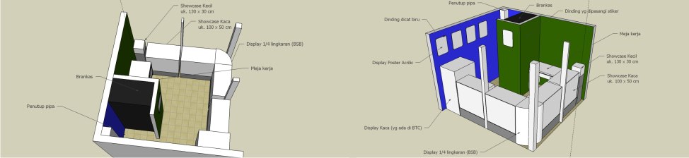 Kali ini pekerjaan interior untuk kios ponsel ini dituntut 